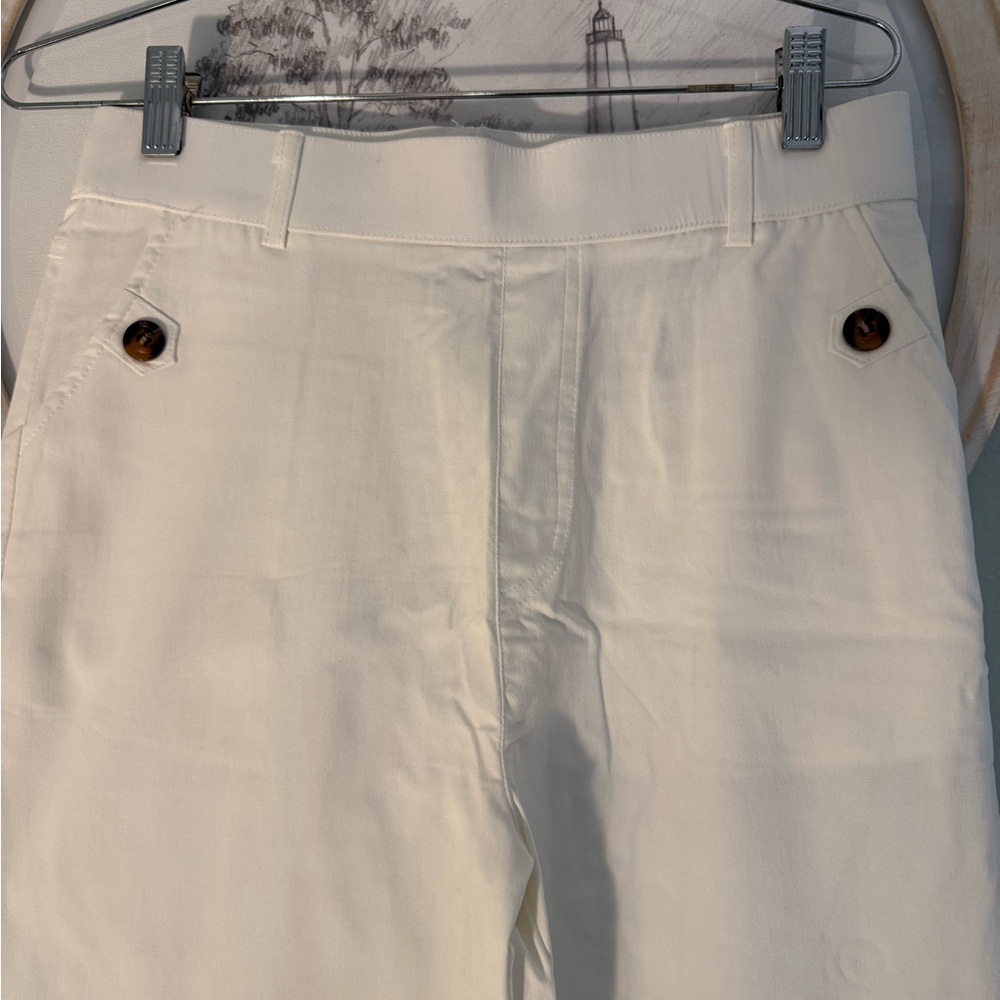Stylish Cream Pants with Button Detail